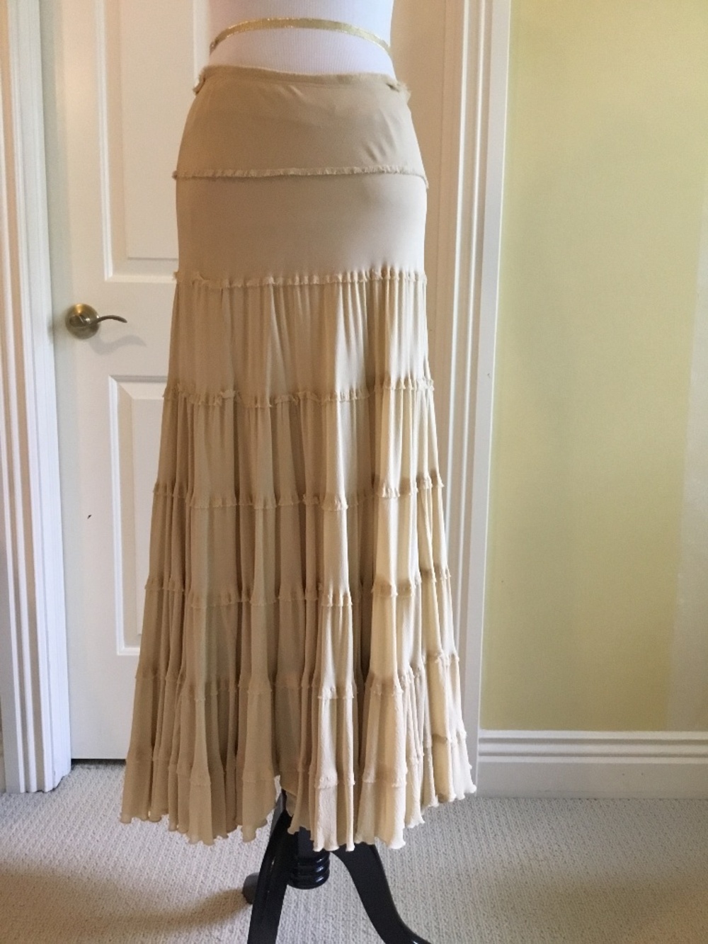 Anne Klein New York 100% Silk Tiered Maxi Skirt
